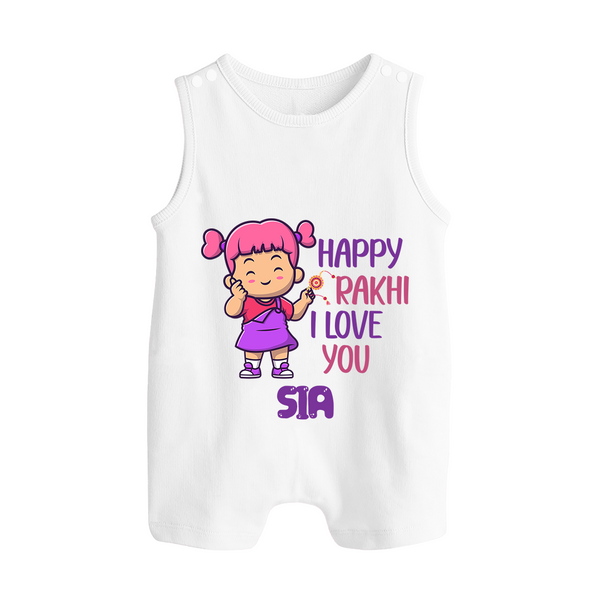 Baby's First Festival Rompersuit / Sleeveless Romper | Happy Rakhi Cotton Set - WHITE - 0 - 5 Months Old (Chest 18")