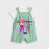 Baby's First Festival Dungaree Set | Happy Rakhi Cotton Set - MINT GREEN - 0 - 5 Months Old (Chest 18")