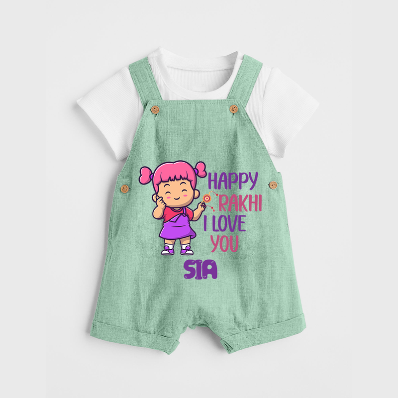 Baby's First Festival Dungaree Set | Happy Rakhi Cotton Set - MINT GREEN - 0 - 5 Months Old (Chest 18")
