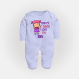 Baby's First Festival SleepSuit/ Full Sleeve Bodysuit | Happy Rakhi Cotton Set - BABY BLUE - New Born (Chest 7.5")