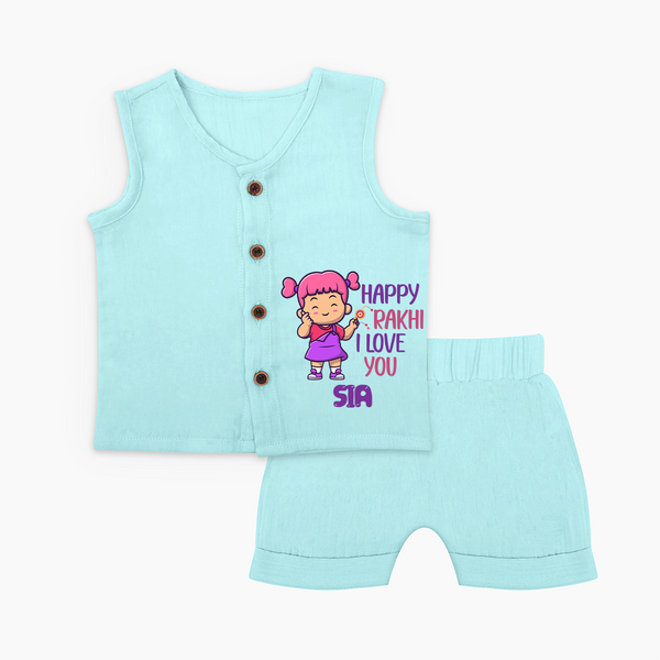 Baby's First Festival Jabla Set | Happy Rakhi Cotton Set - BABY BLUE - 0 - 3 Months Old (Chest 9.8")