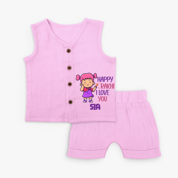 Baby's First Festival Jabla Set | Happy Rakhi Cotton Set - BABY PINK - 0 - 3 Months Old (Chest 9.8")