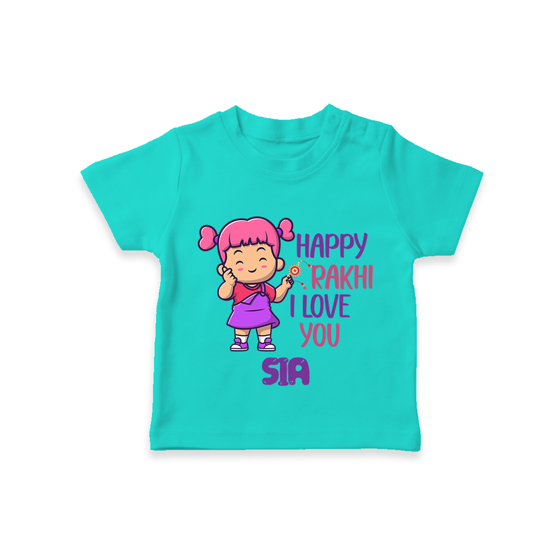 Baby's First Festival T-Shirt | Happy Rakhi Cotton Set - TEAL - 0-5 Months Old (Chest 17")