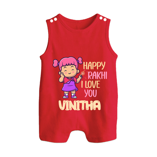 Baby's First Festival Rompersuit / Sleeveless Romper | Happy Rakhi Cotton Set - RED - 0 - 5 Months Old (Chest 18")