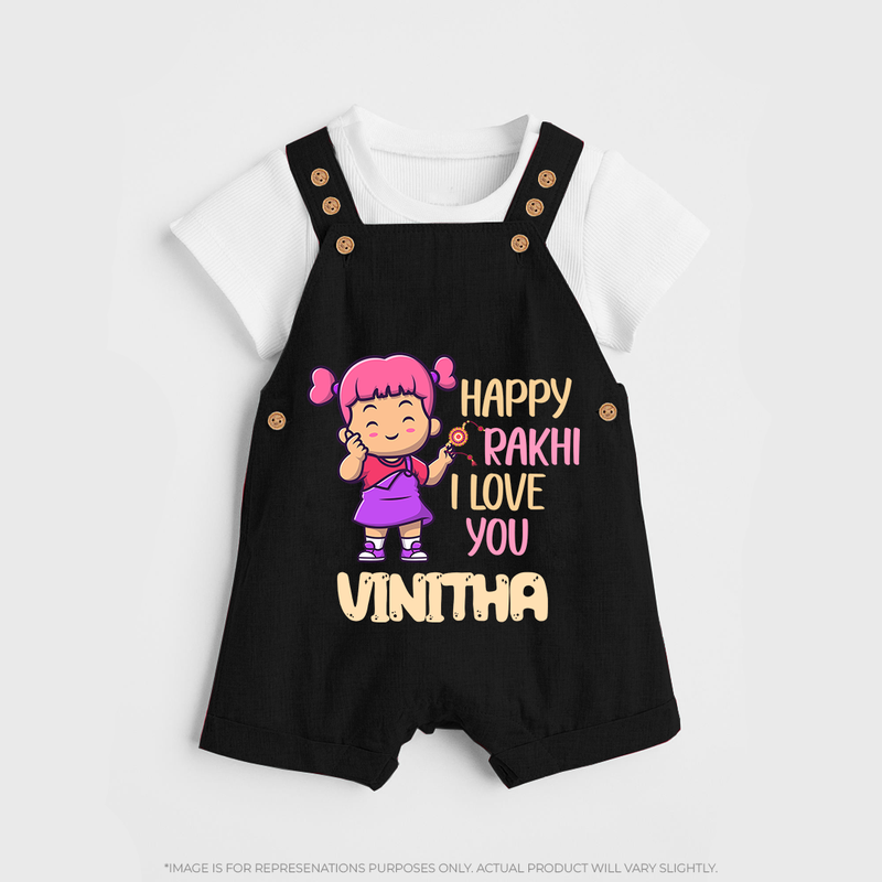 Baby's First Festival Dungaree Set | Happy Rakhi Cotton Set - BLACK - 0 - 5 Months Old (Chest 18")