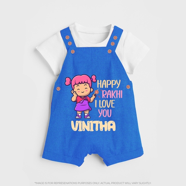 Baby's First Festival Dungaree Set | Happy Rakhi Cotton Set - COBALT BLUE - 0 - 5 Months Old (Chest 18")