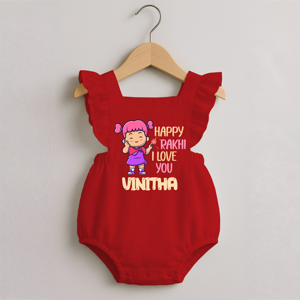 Baby's First Festival Romper Frock | Happy Rakhi Cotton Set - RED - 0 - 3 Months Old (Chest 19")