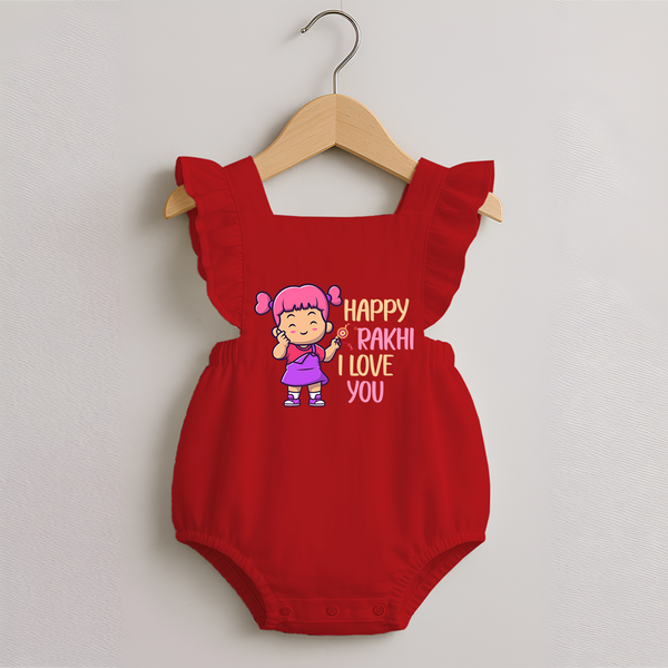 Baby's First Festival Romper Frock | Happy Rakhi Cotton Set - RED - 0 - 3 Months Old (Chest 19")