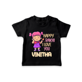 Baby's First Festival T-Shirt | Happy Rakhi Cotton Set - BLACK - 0-5 Months Old (Chest 17")