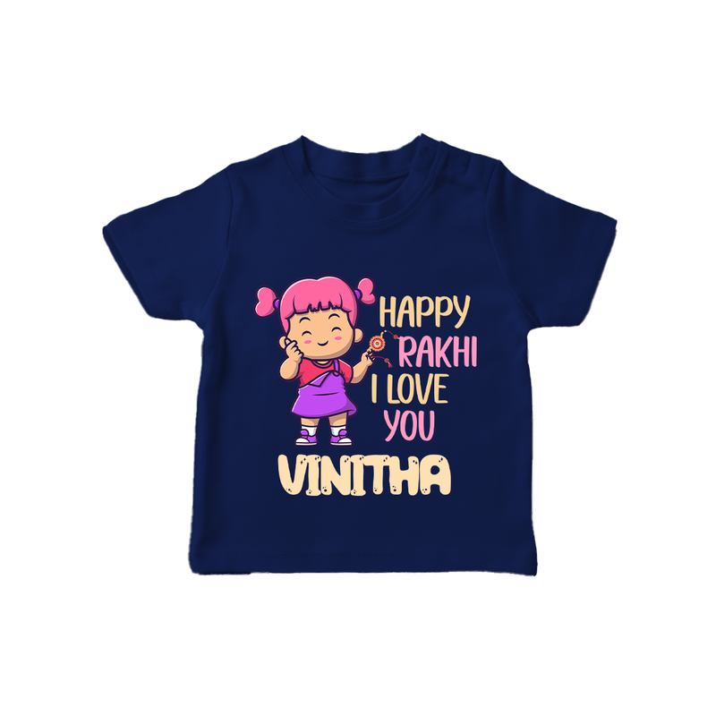 Baby's First Festival T-Shirt | Happy Rakhi Cotton Set - NAVY BLUE - 0-5 Months Old (Chest 17")