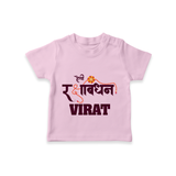 Happy Rakhi T-Shirt | Custom Name Print for Baby Festival Look - BABY PINK - 0-5 Months Old (Chest 17")