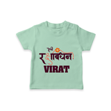 Happy Rakhi T-Shirt | Custom Name Print for Baby Festival Look - MINT GREEN - 0-5 Months Old (Chest 17")