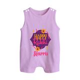Custom Rakhi Rompersuit / Sleeveless Romper | Festive Baby Outfit for Happy Rakhi - LILAC - 0 - 5 Months Old (Chest 18")