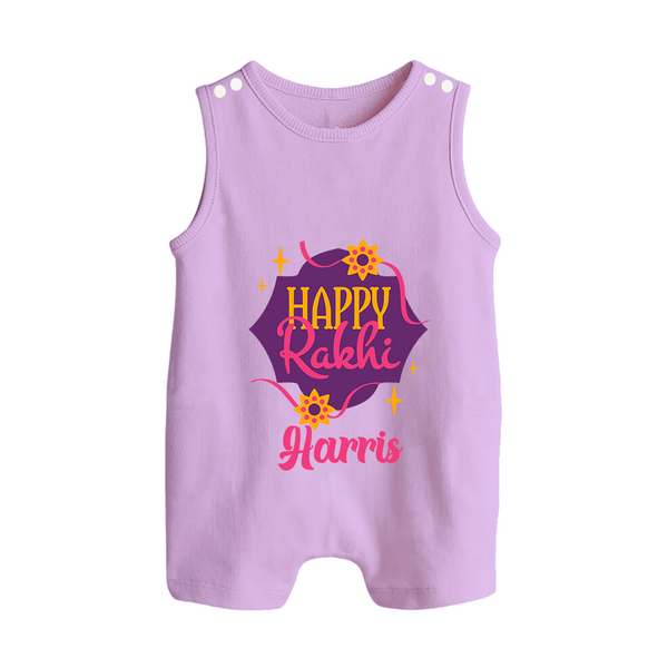 Custom Rakhi Rompersuit / Sleeveless Romper | Festive Baby Outfit for Happy Rakhi - LILAC - 0 - 5 Months Old (Chest 18")