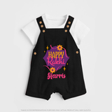 Custom Rakhi Dungaree Set | Festive Baby Outfit for Happy Rakhi - BLACK - 0 - 5 Months Old (Chest 18")