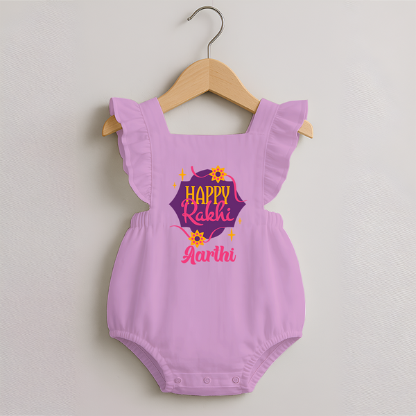 Custom Rakhi Romper Frock | Festive Baby Outfit for Happy Rakhi - BABY PINK - 0 - 3 Months Old (Chest 19")