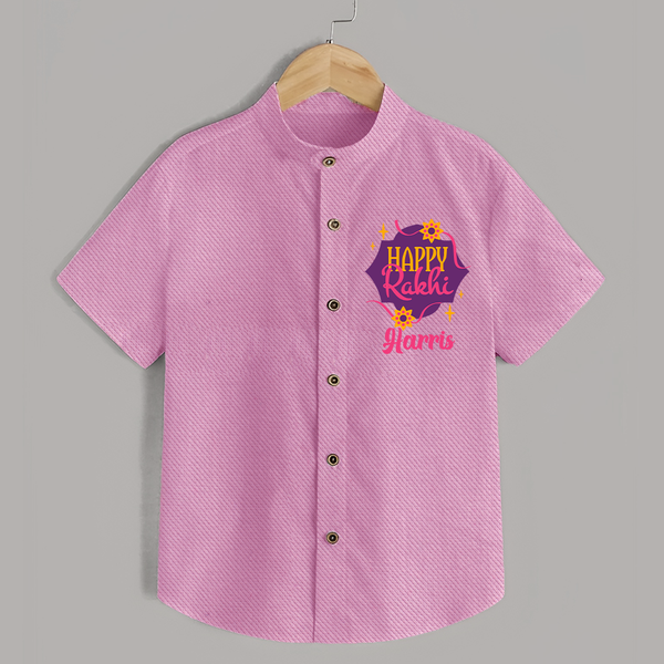 Custom Rakhi Shirt | Festive Baby Outfit for Happy Rakhi - BABY PINK - 0 - 6 Months Old (Chest 23")
