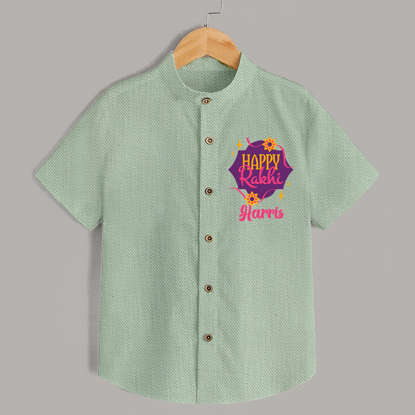 Custom Rakhi Shirt | Festive Baby Outfit for Happy Rakhi - MINT GREEN - 0 - 6 Months Old (Chest 23")