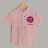Custom Rakhi Shirt | Festive Baby Outfit for Happy Rakhi - PEACH - 0 - 6 Months Old (Chest 23")