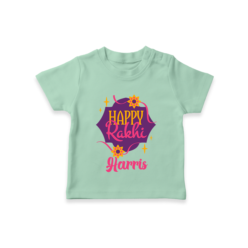 Custom Rakhi T-Shirt | Festive Baby Outfit for Happy Rakhi - MINT GREEN - 0-5 Months Old (Chest 17")