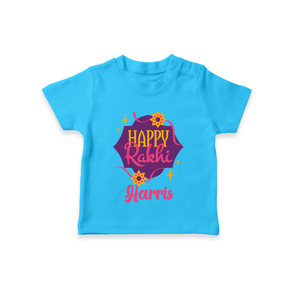 Custom Rakhi T-Shirt | Festive Baby Outfit for Happy Rakhi - SKY BLUE - 0-5 Months Old (Chest 17")
