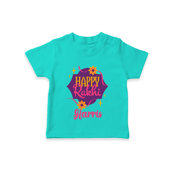 Custom Rakhi T-Shirt | Festive Baby Outfit for Happy Rakhi - TEAL - 0-5 Months Old (Chest 17")