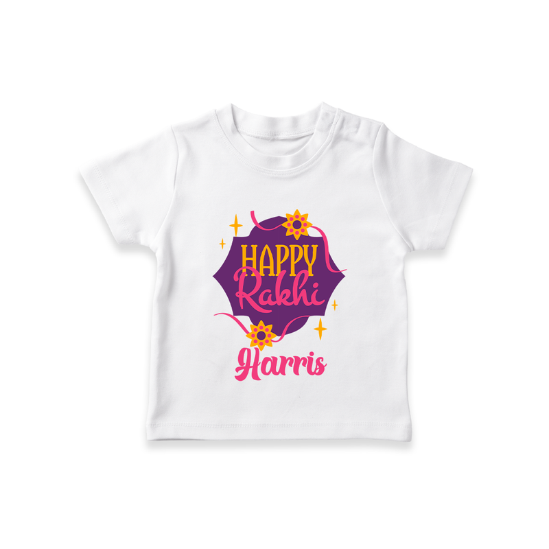 Custom Rakhi T-Shirt | Festive Baby Outfit for Happy Rakhi - WHITE - 0-5 Months Old (Chest 17")