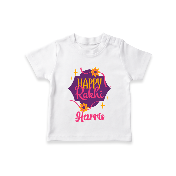 Custom Rakhi T-Shirt | Festive Baby Outfit for Happy Rakhi - WHITE - 0-5 Months Old (Chest 17")