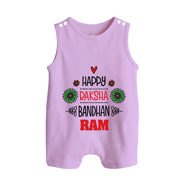Baby Rompersuit / Sleeveless Romper for Raksha Bandhan | Happy Rakhi Theme Wear - LILAC - 0 - 5 Months Old (Chest 18")