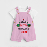Baby Dungaree Set for Raksha Bandhan | Happy Rakhi Theme Wear - BABY PINK - 0 - 5 Months Old (Chest 18")