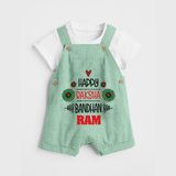 Baby Dungaree Set for Raksha Bandhan | Happy Rakhi Theme Wear - MINT GREEN - 0 - 5 Months Old (Chest 18")