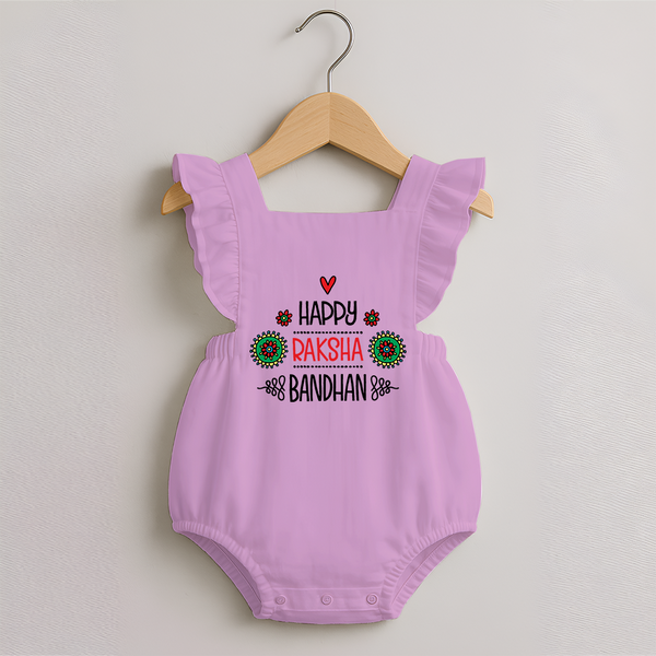 Baby Romper Frock for Raksha Bandhan | Happy Rakhi Theme Wear - BABY PINK - 0 - 3 Months Old (Chest 19")