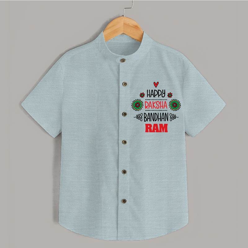 Baby Shirt for Raksha Bandhan | Happy Rakhi Theme Wear - ARCTIC BLUE - 0 - 6 Months Old (Chest 23")