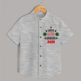 Baby Shirt for Raksha Bandhan | Happy Rakhi Theme Wear - GREY - 0 - 6 Months Old (Chest 23")