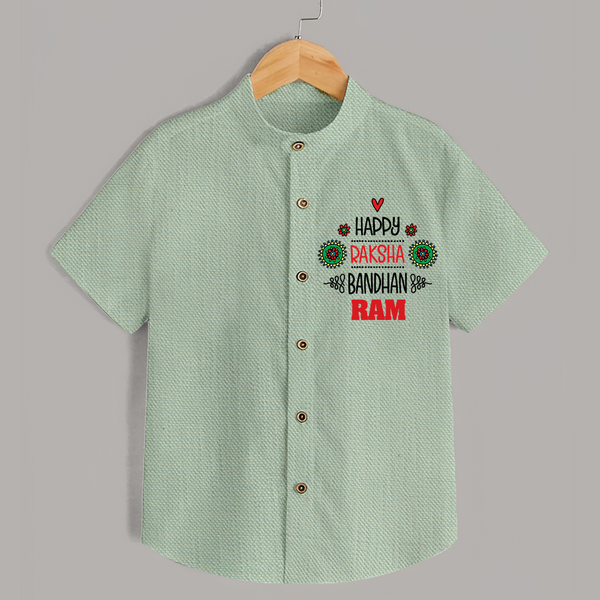 Baby Shirt for Raksha Bandhan | Happy Rakhi Theme Wear - MINT GREEN - 0 - 6 Months Old (Chest 23")