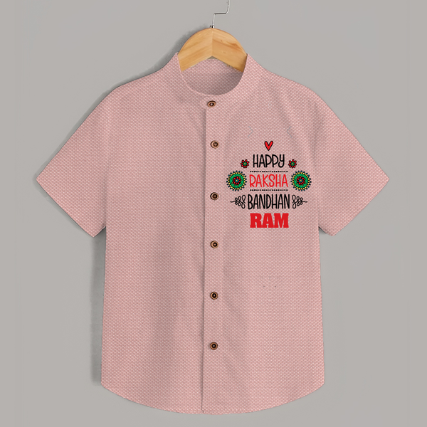 Baby Shirt for Raksha Bandhan | Happy Rakhi Theme Wear - PEACH - 0 - 6 Months Old (Chest 23")