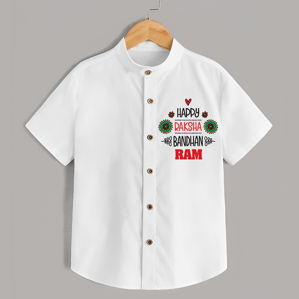 Baby Shirt for Raksha Bandhan | Happy Rakhi Theme Wear - WHITE - 0 - 6 Months Old (Chest 23")