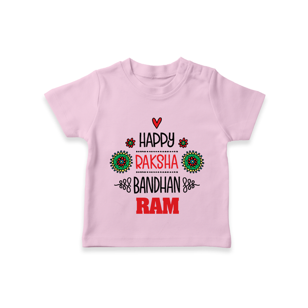 Baby T-Shirt for Raksha Bandhan | Happy Rakhi Theme Wear - BABY PINK - 0-5 Months Old (Chest 17")