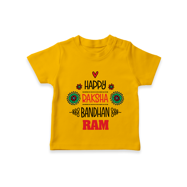 Baby T-Shirt for Raksha Bandhan | Happy Rakhi Theme Wear - CHROME YELLOW - 0-5 Months Old (Chest 17")