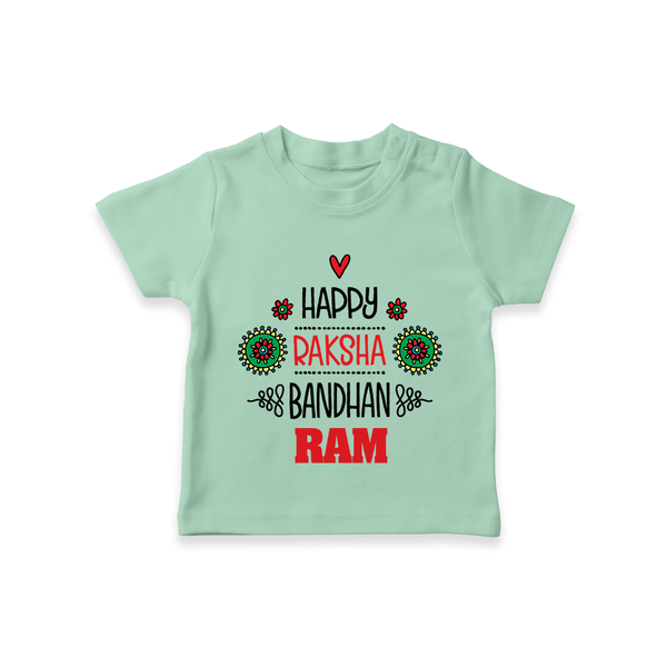 Baby T-Shirt for Raksha Bandhan | Happy Rakhi Theme Wear - MINT GREEN - 0-5 Months Old (Chest 17")