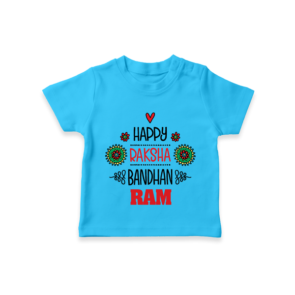 Baby T-Shirt for Raksha Bandhan | Happy Rakhi Theme Wear - SKY BLUE - 0-5 Months Old (Chest 17")