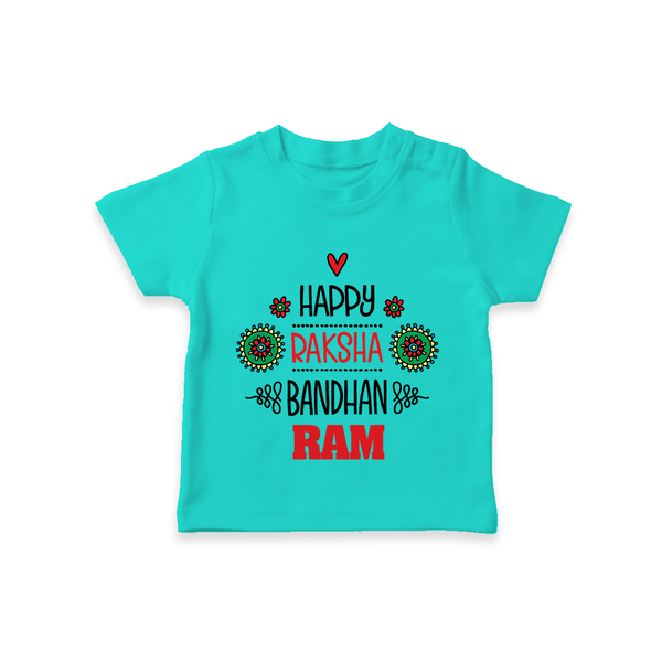 Baby T-Shirt for Raksha Bandhan | Happy Rakhi Theme Wear - TEAL - 0-5 Months Old (Chest 17")