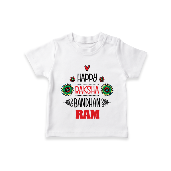 Baby T-Shirt for Raksha Bandhan | Happy Rakhi Theme Wear - WHITE - 0-5 Months Old (Chest 17")