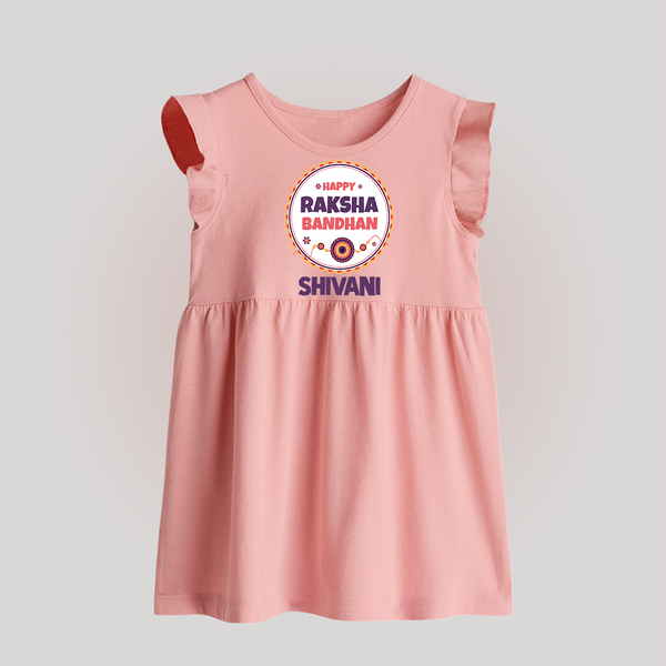 Rakhi Special Baby Frock | Happy Rakhi Design for Babies - BABY PINK - 0 - 3 Months Old (Chest 17")