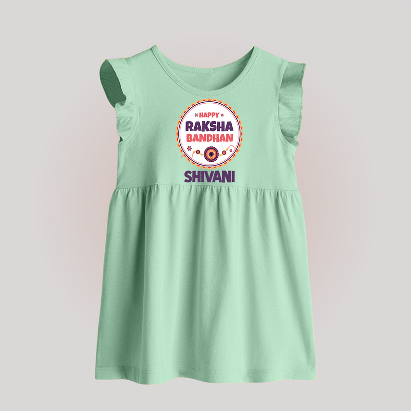 Rakhi Special Baby Frock | Happy Rakhi Design for Babies - MINT GREEN - 0 - 3 Months Old (Chest 17")