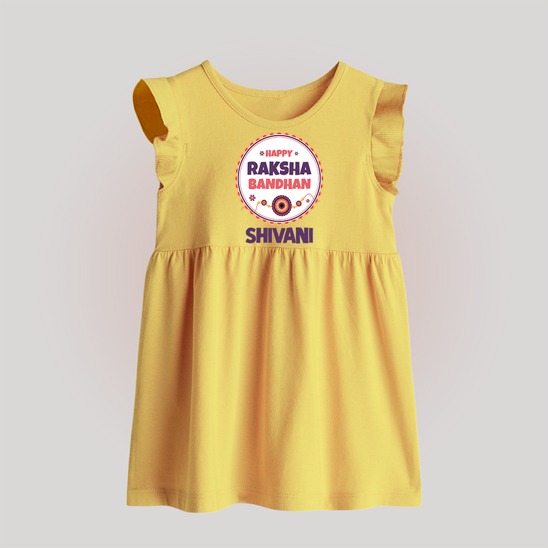 Rakhi Special Baby Frock | Happy Rakhi Design for Babies - PASTEL YELLOW - 0 - 3 Months Old (Chest 17")