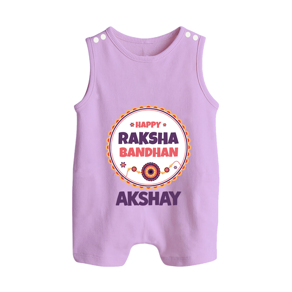 Rakhi Special Rompersuit / Sleeveless Romper | Happy Rakhi Design for Babies - LILAC - 0 - 5 Months Old (Chest 18")