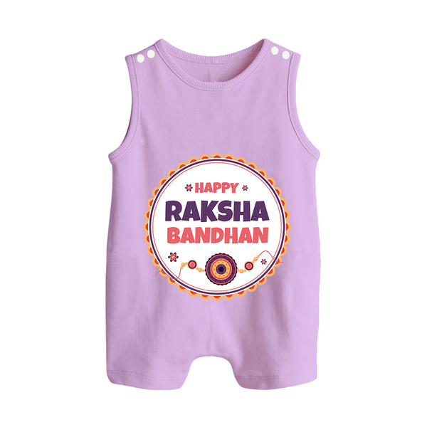 Rakhi Special Rompersuit / Sleeveless Romper | Happy Rakhi Design for Babies - LILAC - 0 - 5 Months Old (Chest 18")