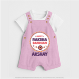 Rakhi Special Dungaree Set | Happy Rakhi Design for Babies - BABY PINK - 0 - 5 Months Old (Chest 18")