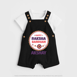 Rakhi Special Dungaree Set | Happy Rakhi Design for Babies - BLACK - 0 - 5 Months Old (Chest 18")